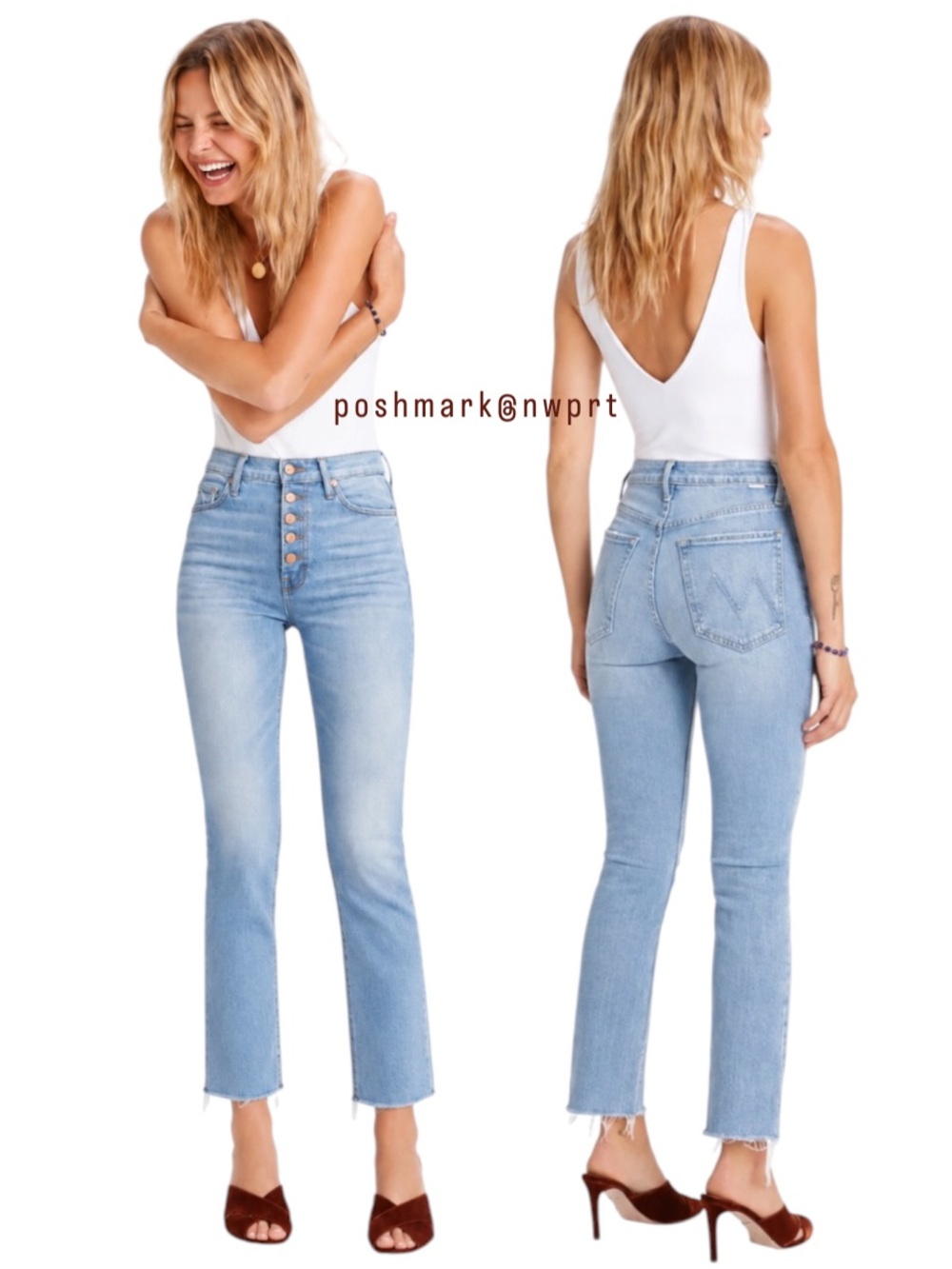 MOTHER Pixie Dazzler Ankle Fray Ivy League Cowboy High Waist Slim Straight 24